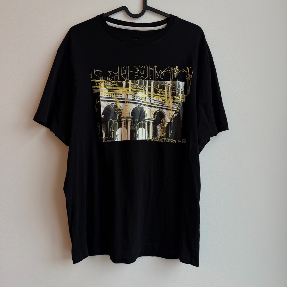 Armani Exchange Black Tee with Gold Graphic